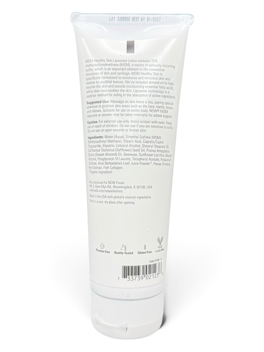 NOW Solutions MSM Healthy Skin Liposome Lotion 8oz Almond oil & Aloe - Picture 5 of 7